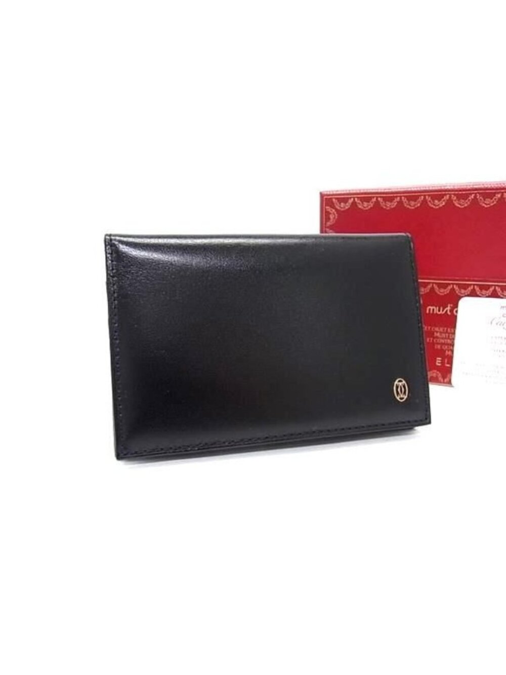 Cartier Pasha Leather Card Case Standard Era Holder Business Black